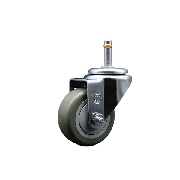 3'' Gray Polyurethane Wheel Swivel 7/16'' Grip Ring Stem Caster